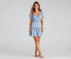 Brighten Up Floral Ruffle A-Line Dress