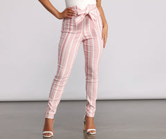 High Waist Double Striped Skinny Dress Pants