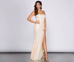Angelia Lace Up Back Iridescent Sequin Dress
