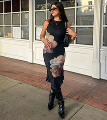 Date Night Chic Floral Mesh Midi Dress
