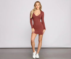So Basic Ribbed Knit Mini Dress