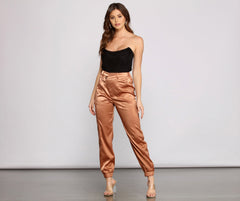Level Up Sophisticated Satin Joggers
