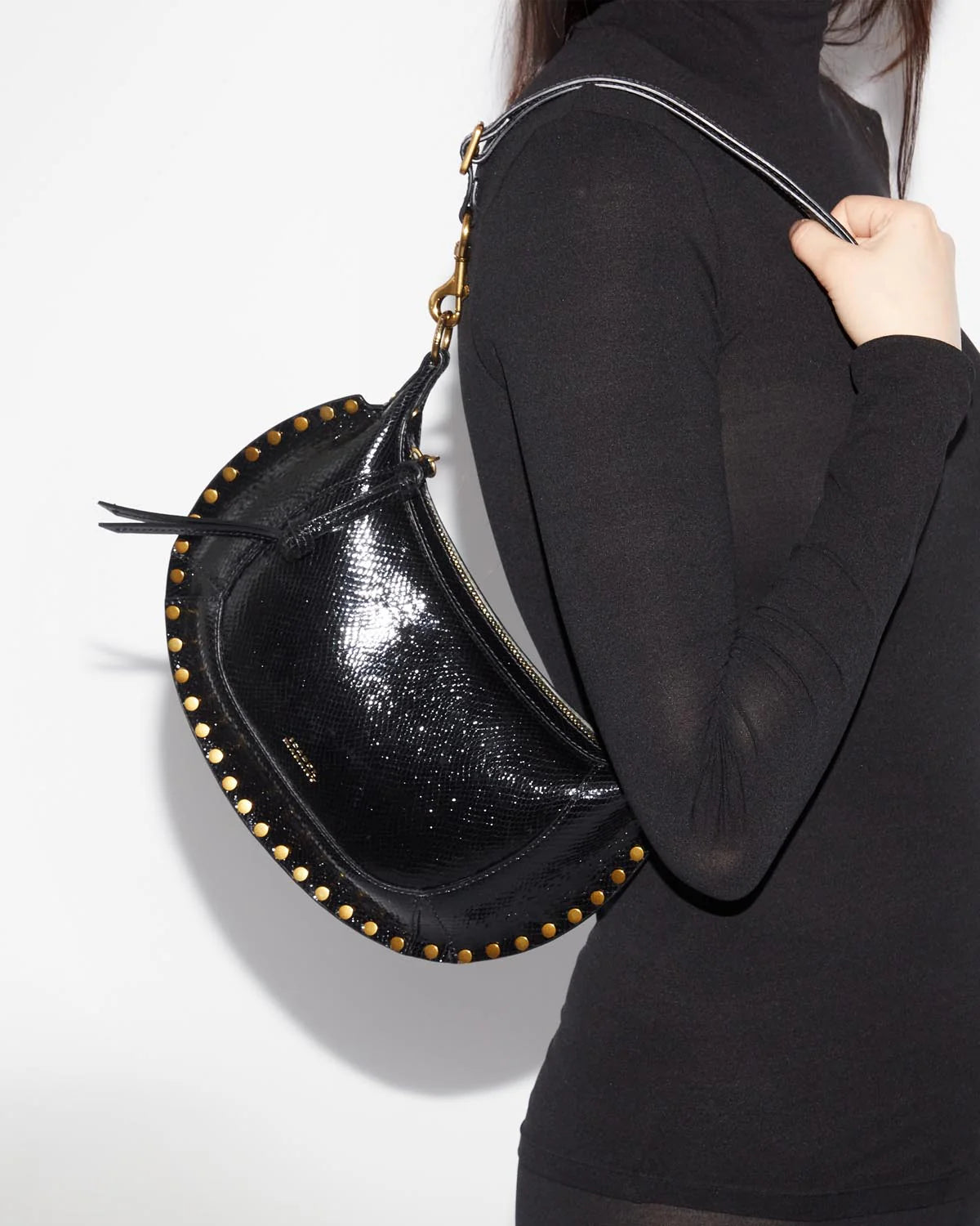 Oskan Moon Bag in python-effect leather